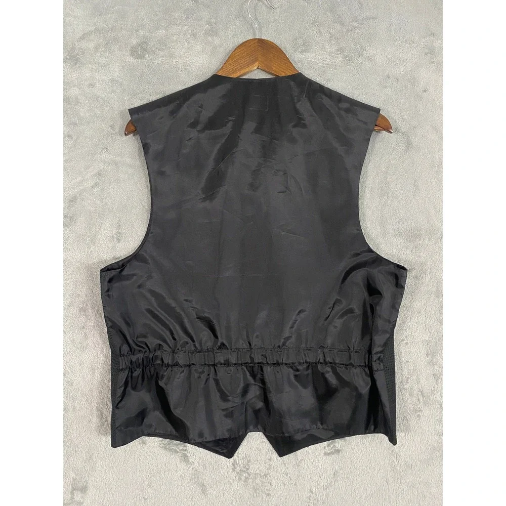 Louis Roth Vest Mens M Black Textured Diamond Formal 6-Button Waistcoat USA Made